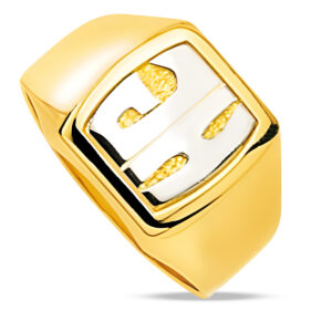 Chevalière homme - Or Jaune et Blanc 18k - Personnalisable 2 initiales