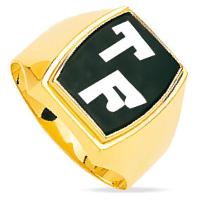 Chevalière homme - Or 18k - Onyx - Personnalisable 2 initiales