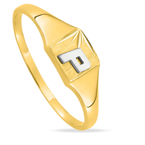 Chevalière homme - Or Jaune et Blanc 18k - Personnalisable 1 initiale