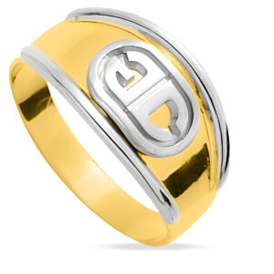 Chevalière homme - Or Jaune et Blanc 18k - Personnalisable 2 initiales