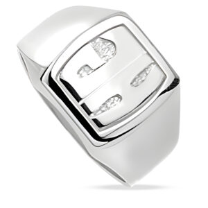 Chevalière homme - Or Blanc 18k - Personnalisable 2 initiales