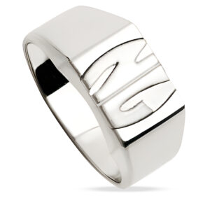 Chevalière homme - Or Blanc 18k - Personnalisable 2 initiales